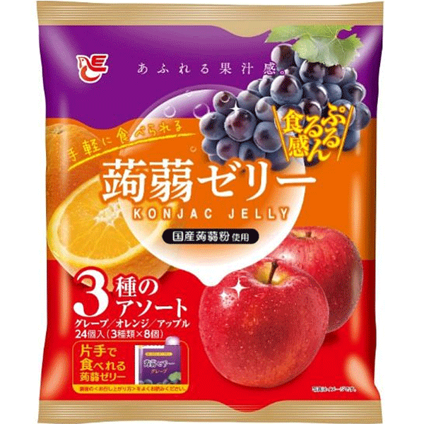 ACE Bakery Jelly Pururun Konjak Grape, Orange, Apple 420g 