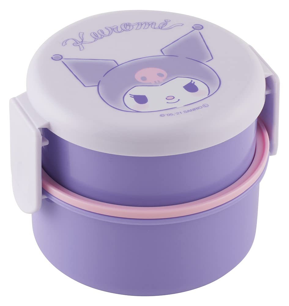 Skater Kuromi 2-Tier Round Bento Lunch Box with Fork 500ml