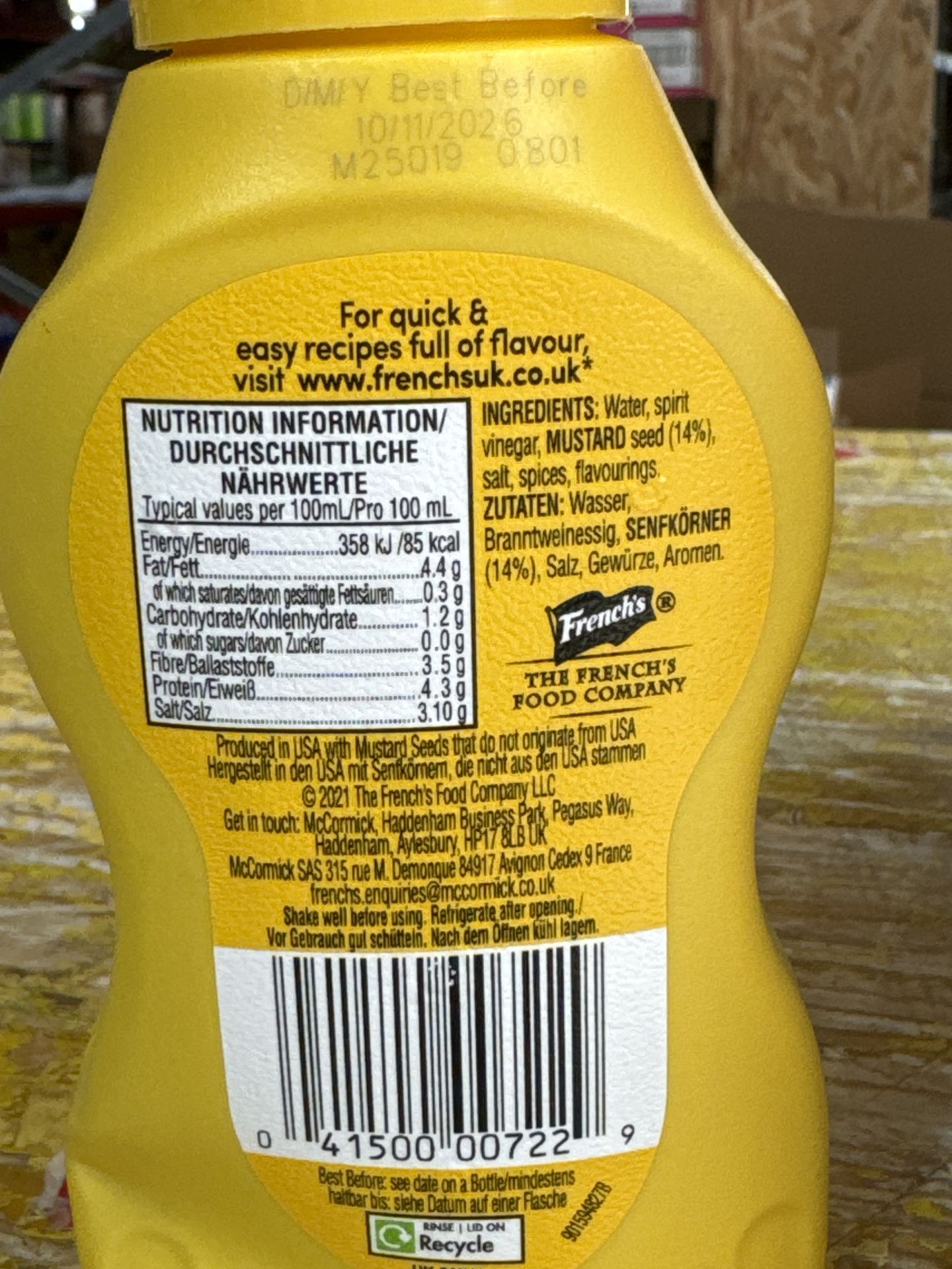 French's Yellow Mustard 226g
