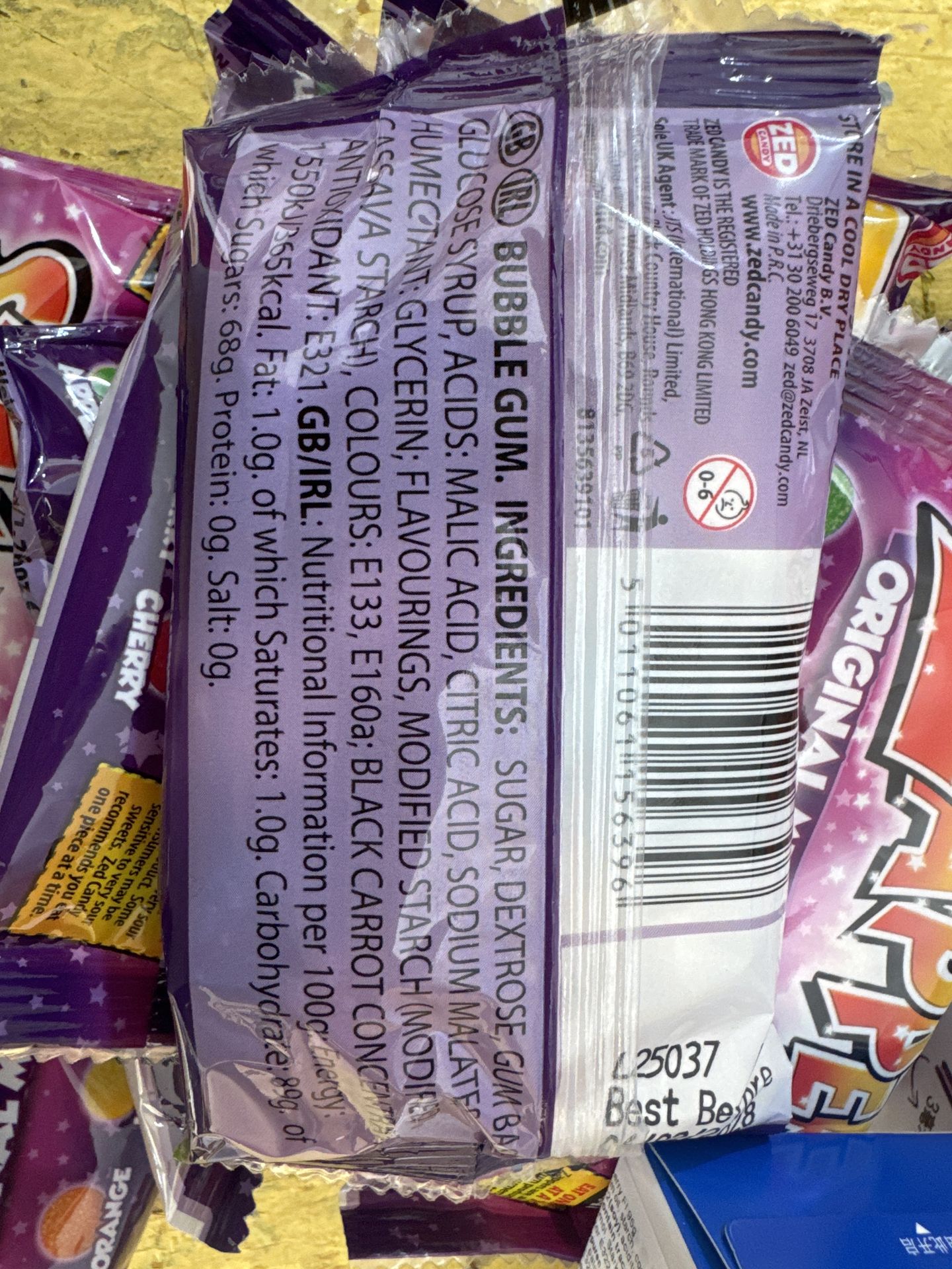 Zed Candy Zappers Original Mega Sour Gum 50g