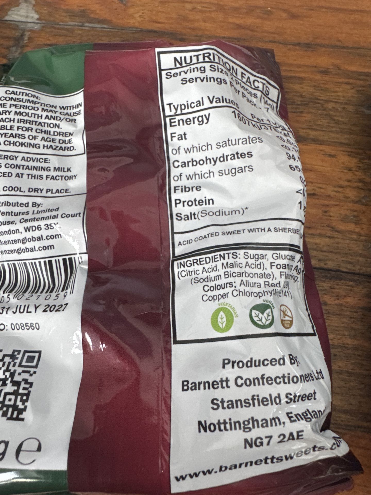Barnetts Mega Sour Watermelon 104g