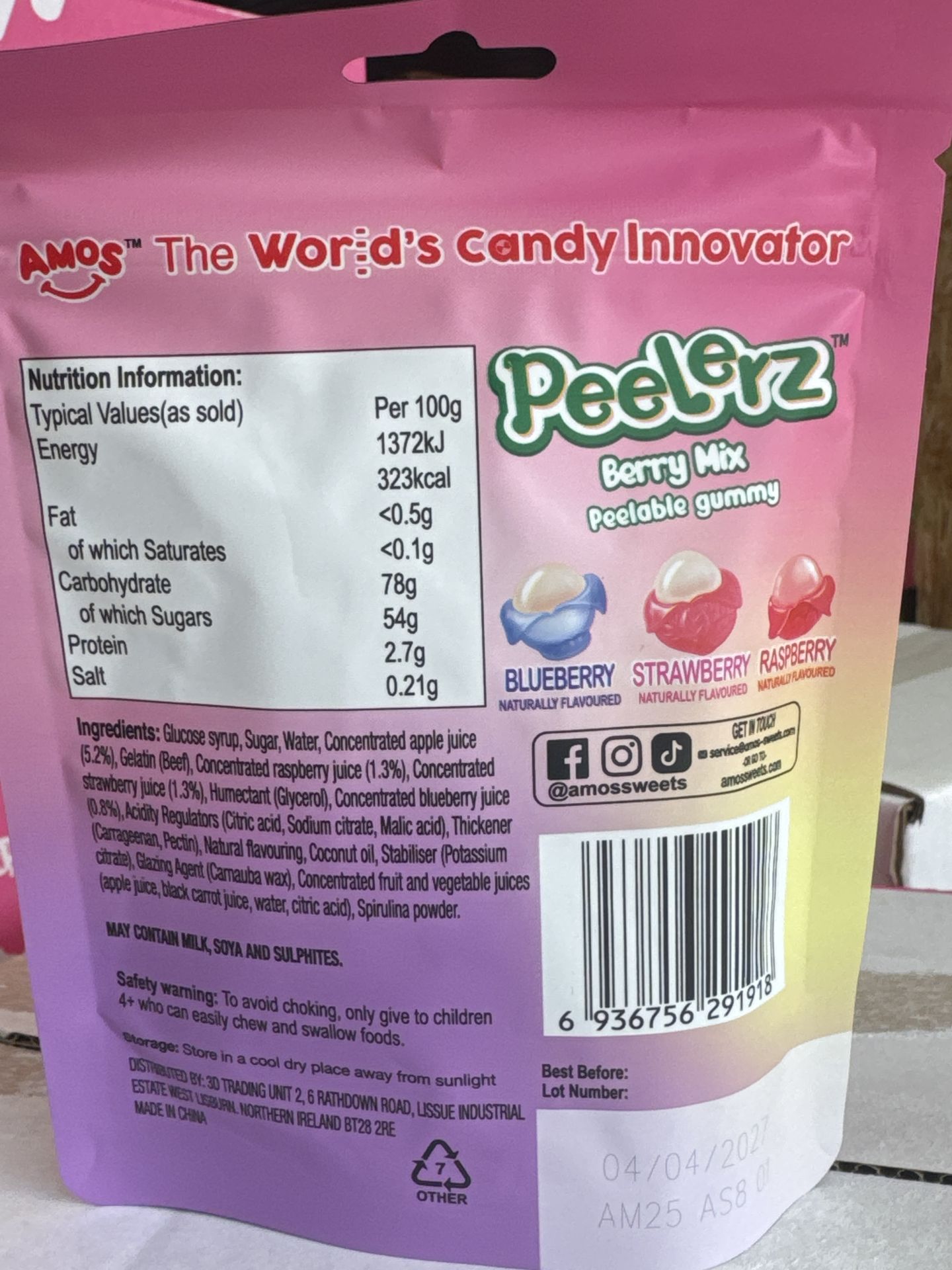 Amos Peelerz Gummy Berry Mix 120g