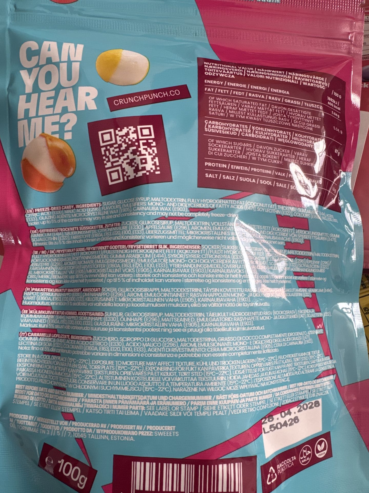 Crunch Punch Super Sour Rainbow 100g